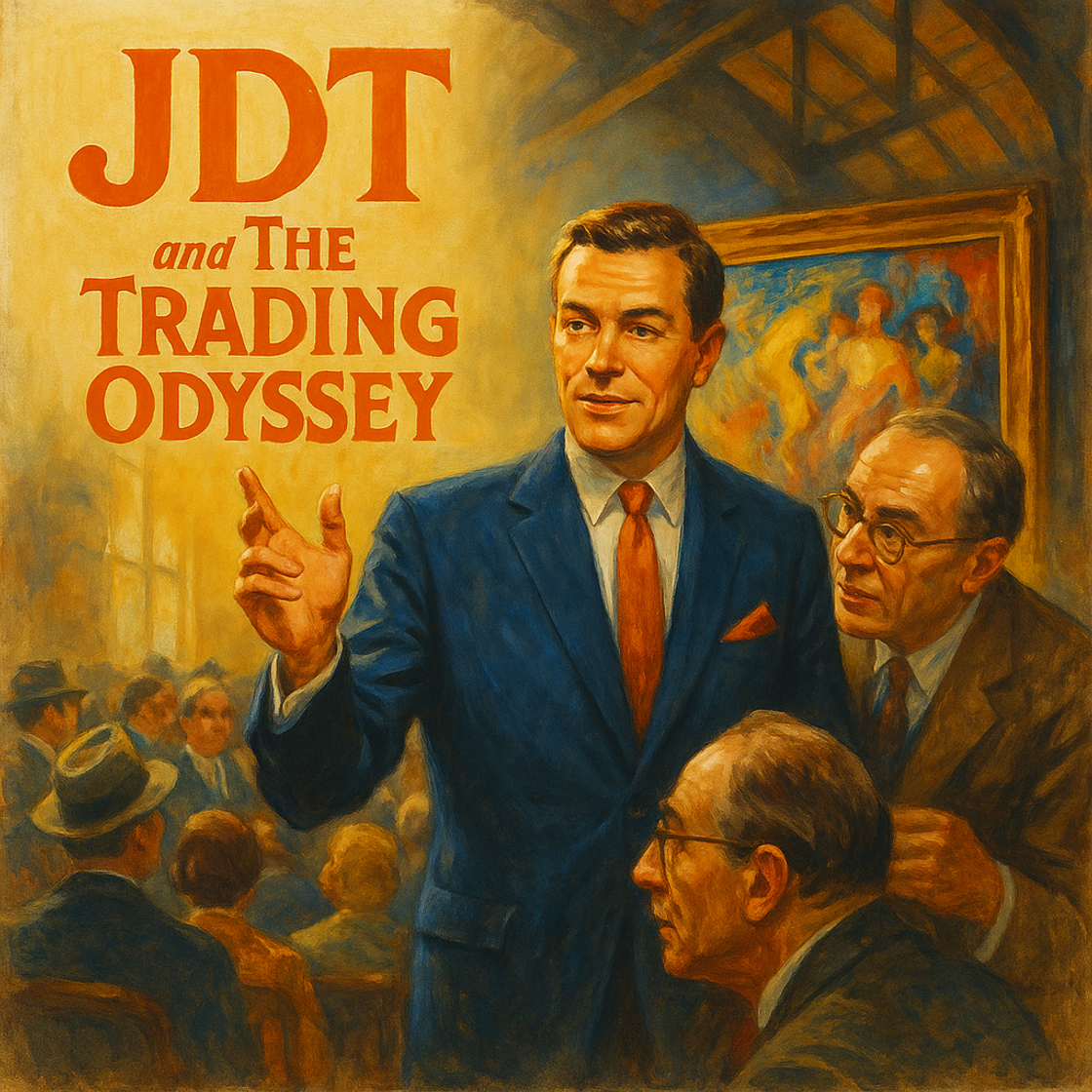 Vintage movie poster for "JDT and The Trading Odyssey" showcasing a thrilling JDT trading competition on Cube Exchange. Vintage movie poster for "JDT and The Trading Odyssey" showcasing a thrilling JDT trading competition on Cube Exchange.