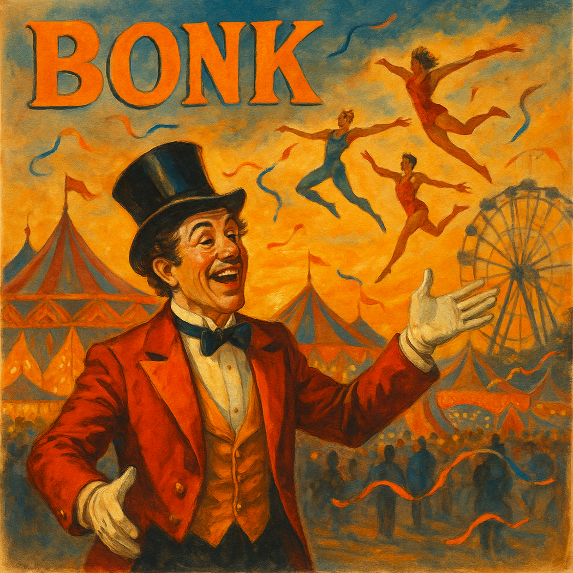 Vintage movie poster for "BONK and the Golden Festival" showcasing a BONK trading competition on Cube Exchange, exuding festive excitement. Vintage movie poster for "BONK and the Golden Festival" showcasing a BONK trading competition on Cube Exchange, exuding festive excitement.