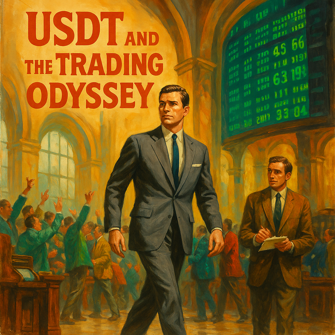 Vintage movie poster for "USDT and the Trading Odyssey" showcasing a thrilling trading competition on Cube Exchange. Vintage movie poster for "USDT and the Trading Odyssey" showcasing a thrilling trading competition on Cube Exchange.
