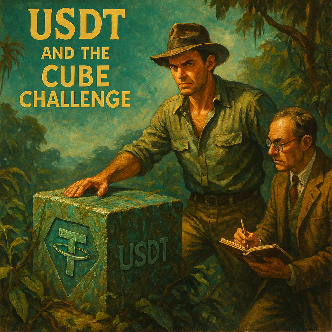 Vintage movie poster for "USDT and The Cube Challenge" trading competition on Cube Exchange, showcasing a thrilling treasure hunt theme. Vintage movie poster for "USDT and The Cube Challenge" trading competition on Cube Exchange, showcasing a thrilling treasure hunt theme.