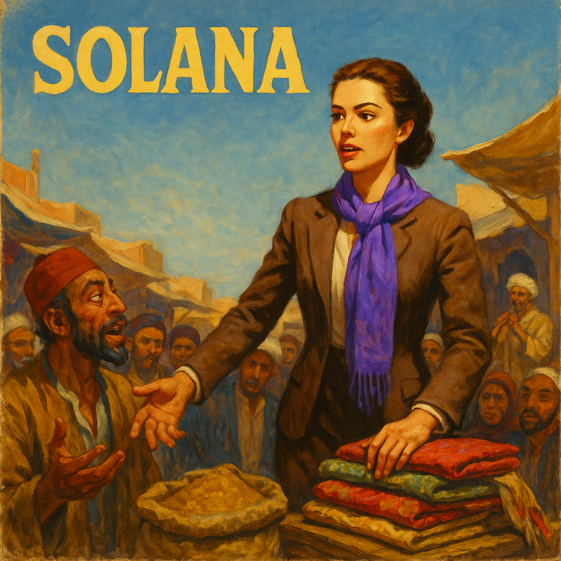 Vintage movie poster for "SOLANA and The Trading Odyssey" showcasing a SOL trading competition on Cube Exchange, highlighting ambition and innovation. Vintage movie poster for "SOLANA and The Trading Odyssey" showcasing a SOL trading competition on Cube Exchange, highlighting ambition and innovation.