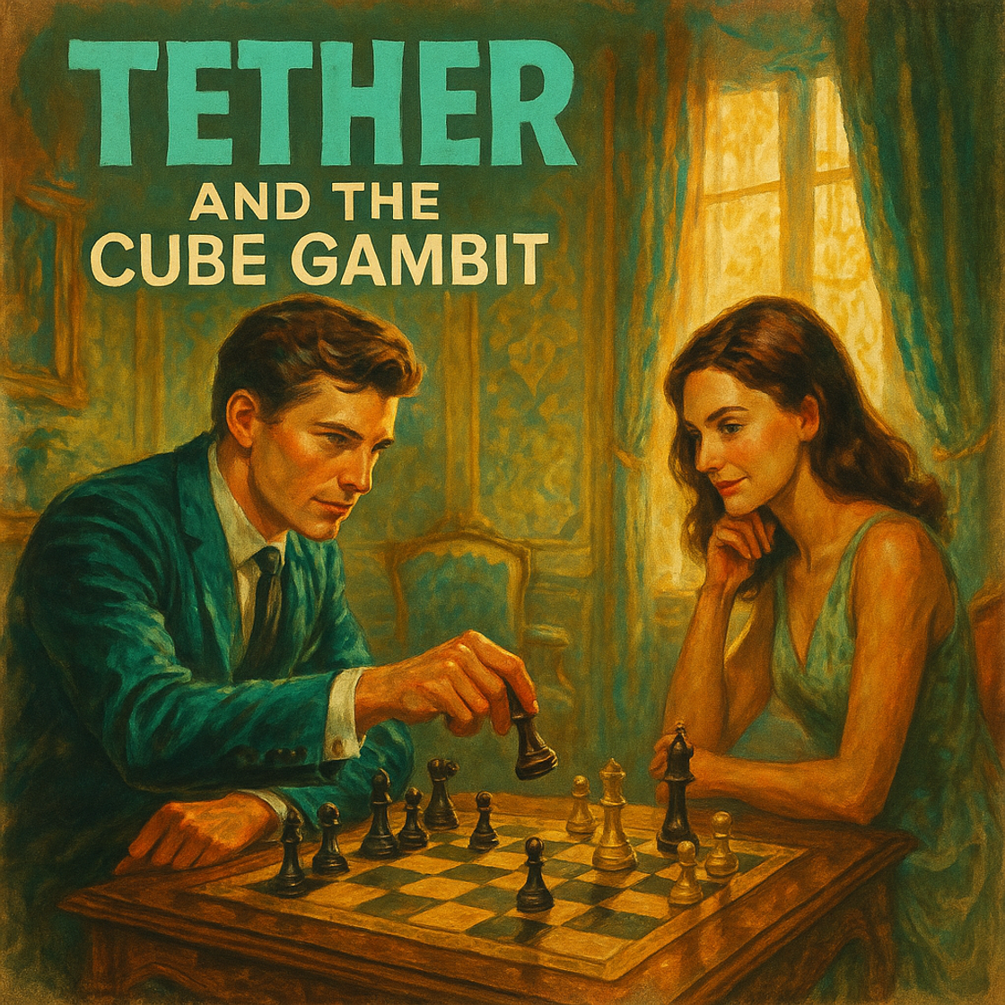 Vintage movie poster for "TETHER and the Cube Gambit" showcasing USDT trading competition on Cube Exchange, blending ambition and innovation. Vintage movie poster for "TETHER and the Cube Gambit" showcasing USDT trading competition on Cube Exchange, blending ambition and innovation.