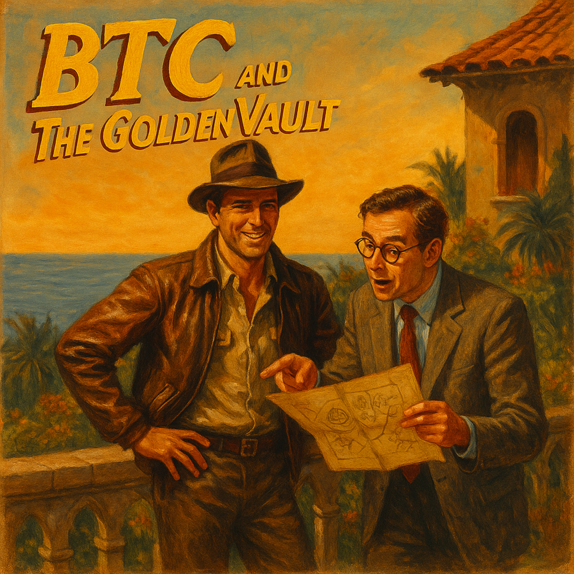 BTC trading competition on Cube Exchange, vintage treasure hunt poster style, thrilling discovery and adventure theme. BTC trading competition on Cube Exchange, vintage treasure hunt poster style, thrilling discovery and adventure theme.