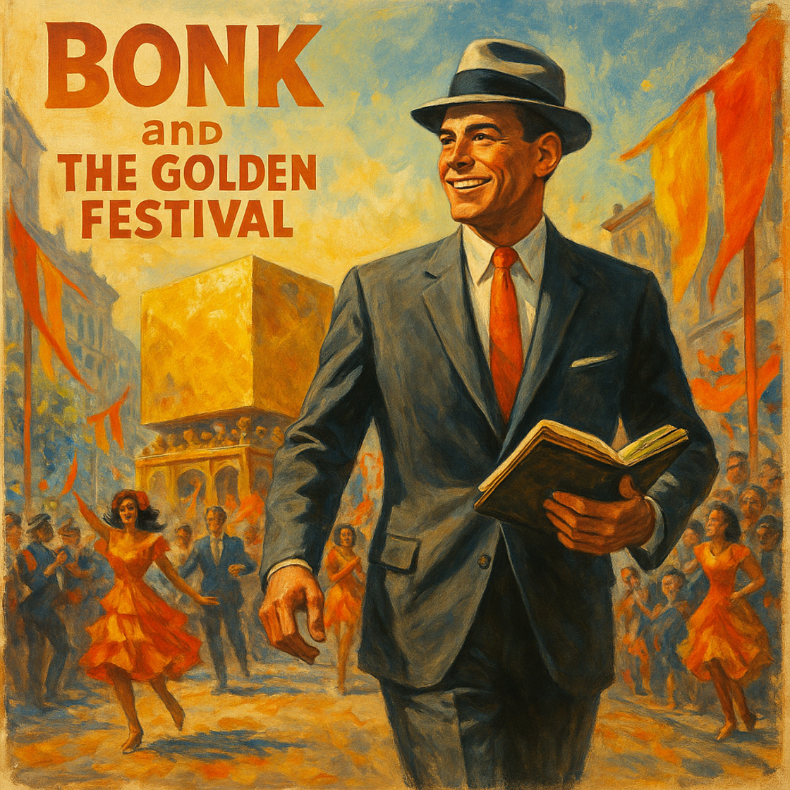 Vintage movie poster for "BONK and The Golden Festival" showcasing a grand spectacle of joy in a trading competition on Cube Exchange. Vintage movie poster for "BONK and The Golden Festival" showcasing a grand spectacle of joy in a trading competition on Cube Exchange.