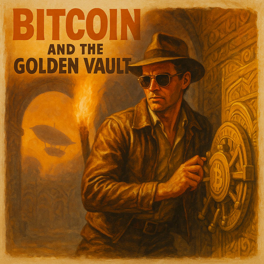 Vintage movie poster for "BITCOIN and The Golden Vault" showcasing BTC trading competition on Cube Exchange, evoking treasure hunt excitement. Vintage movie poster for "BITCOIN and The Golden Vault" showcasing BTC trading competition on Cube Exchange, evoking treasure hunt excitement.