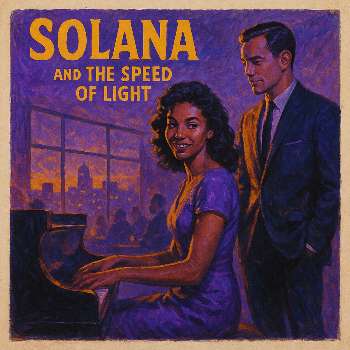 Vintage movie poster for "SOLANA and The Speed of Light" featuring a SOL trading competition on Cube Exchange, capturing high-speed adrenaline. Vintage movie poster for "SOLANA and The Speed of Light" featuring a SOL trading competition on Cube Exchange, capturing high-speed adrenaline.