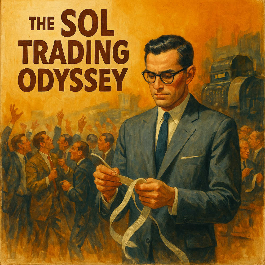 Vintage movie poster for "The SOL Trading Odyssey" featuring SOL, USDT, PYUSD trading competition on Cube Exchange, capturing high-stakes trading excitement. Vintage movie poster for "The SOL Trading Odyssey" featuring SOL, USDT, PYUSD trading competition on Cube Exchange, capturing high-stakes trading excitement.